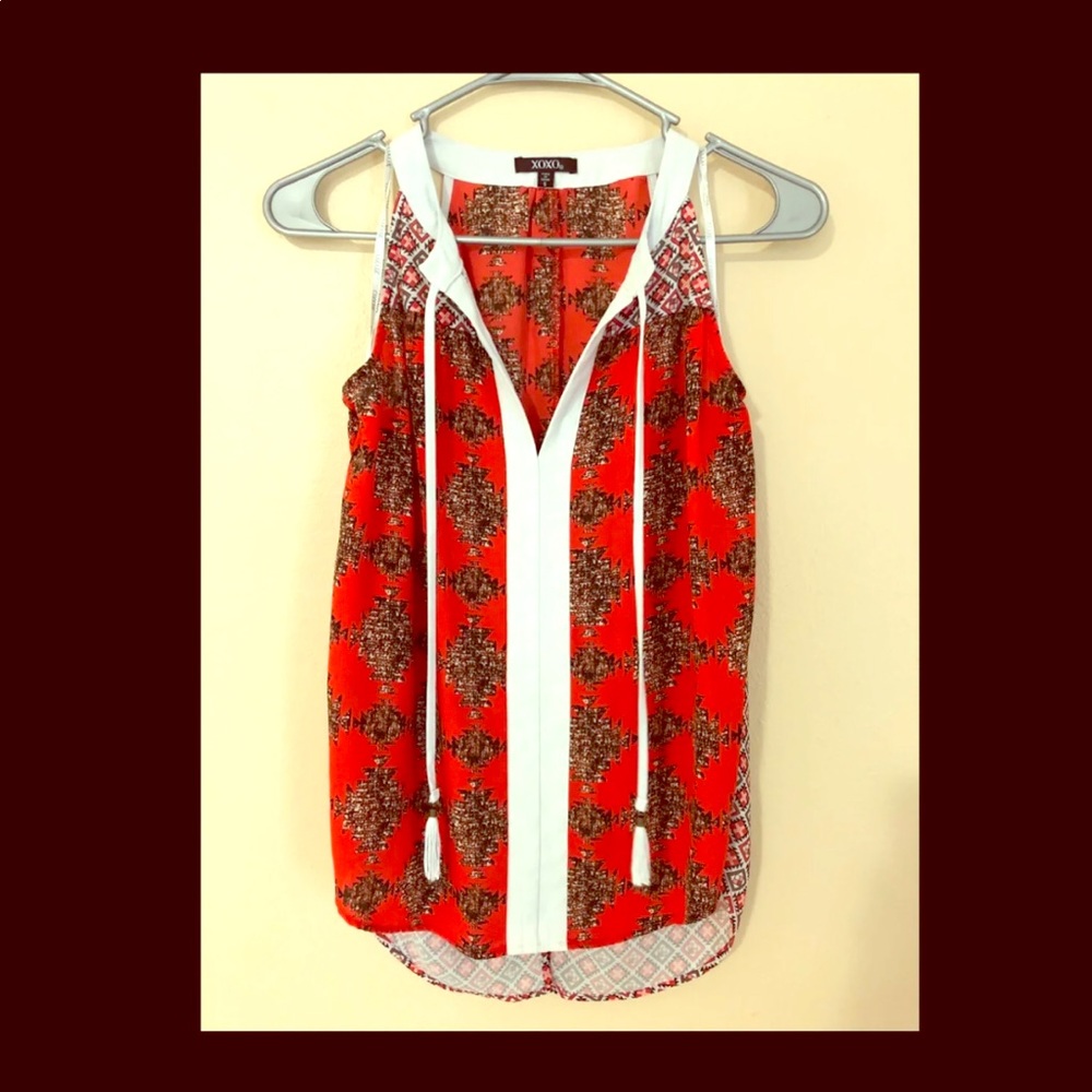 XOXO red blouse